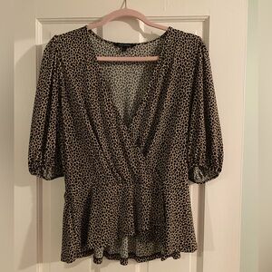 Banana Republic Animal Print Faux Wrap Blouse